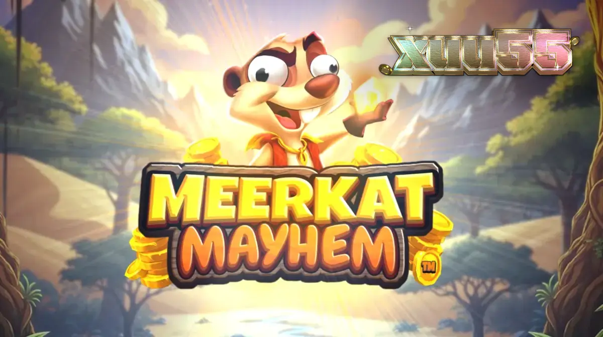 Interface do slot Meerkat Mayhem com tema de deserto e meerkats